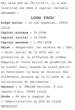 annonce legale sarl lille